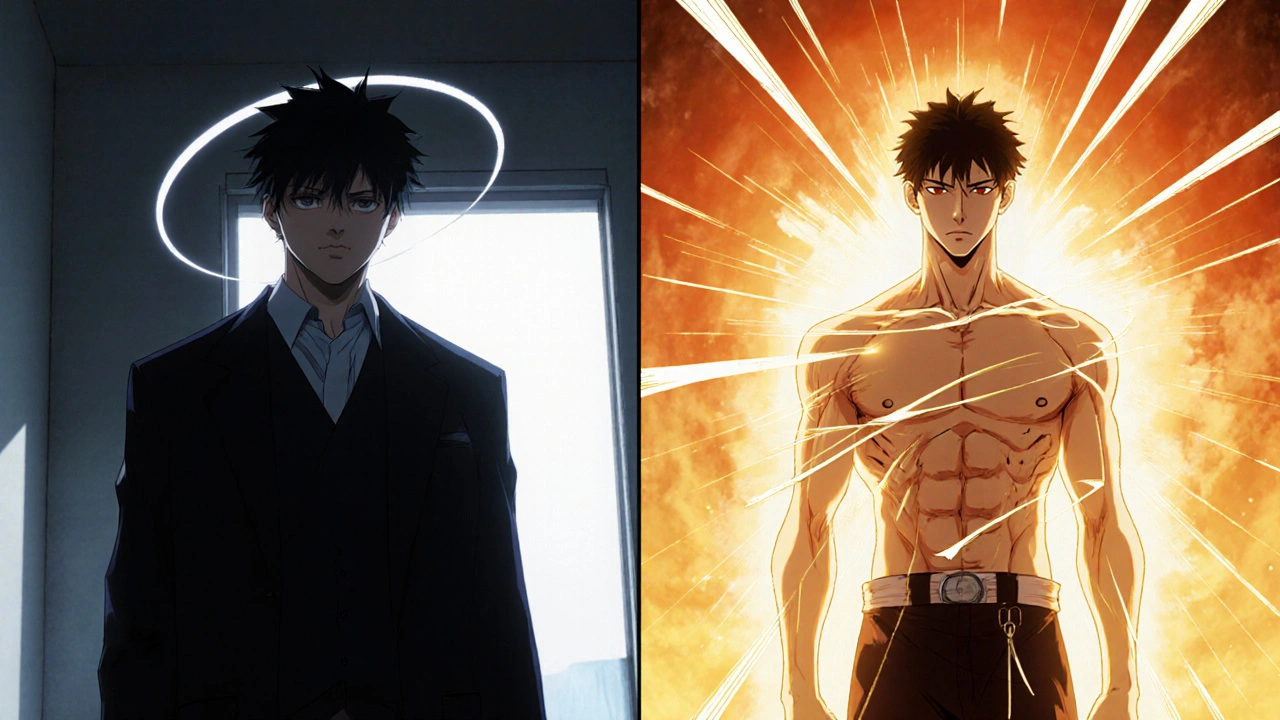 Mies ennen ja jälkeen leikkauksen, heikkoudesta varmuuteen.