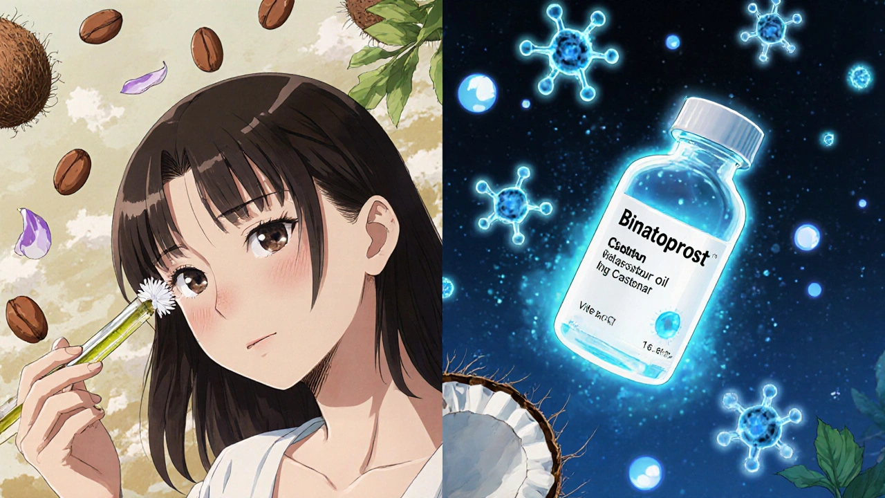 Kaksi vaihtoehtoa silmäriippujen kasvattamiseen: luonnollinen öljy ja lääke.