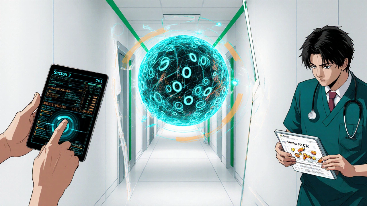 Kolmen askeleen työnkulkua: varoituksen tarkistus, data‑pallo ja annostuksen säätö.