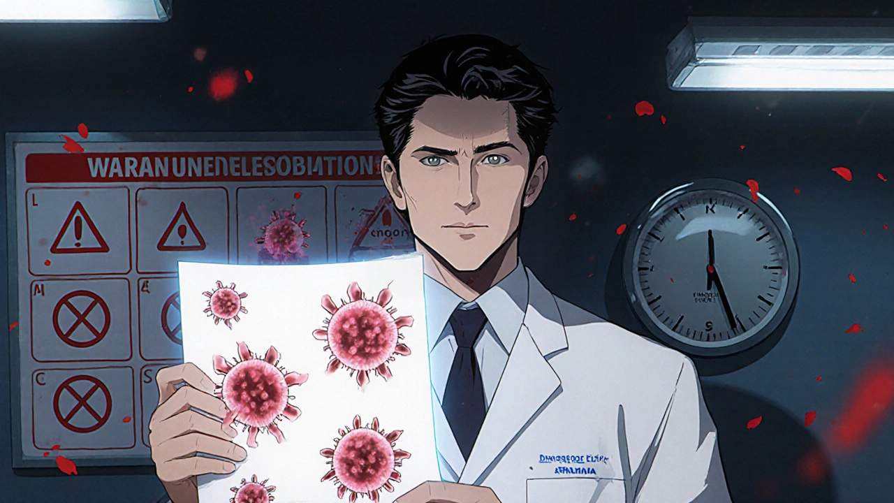 Lääkäri tarkastelee vastustuskykyisiä bakteereja, kun hoito on vaikeaa ja aika kuluu.