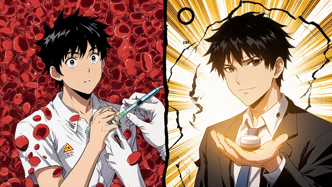 Potilas vaihtaa warfarinilta DOAC-lääkkeeseen, joka ei vaadi bridging-terapiaa.