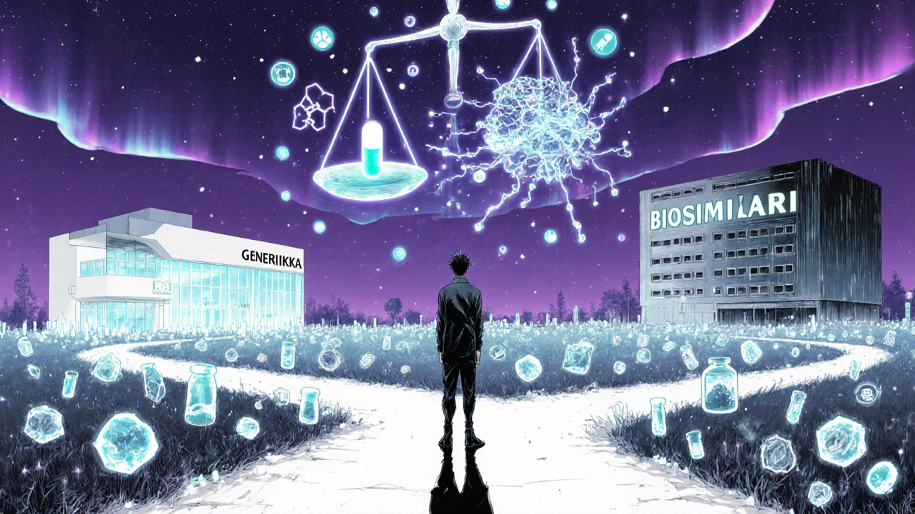 Potilas valitsee hoitomuodon: generiikka tai biosimilaari, kaksi erilaista polkua.