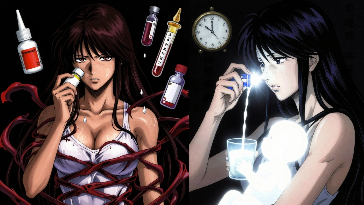 Äiti vaihtaa vaarallisen lääkkeen turvalliseen vaihtoehtoon, maidon tuotanto jatkuu.