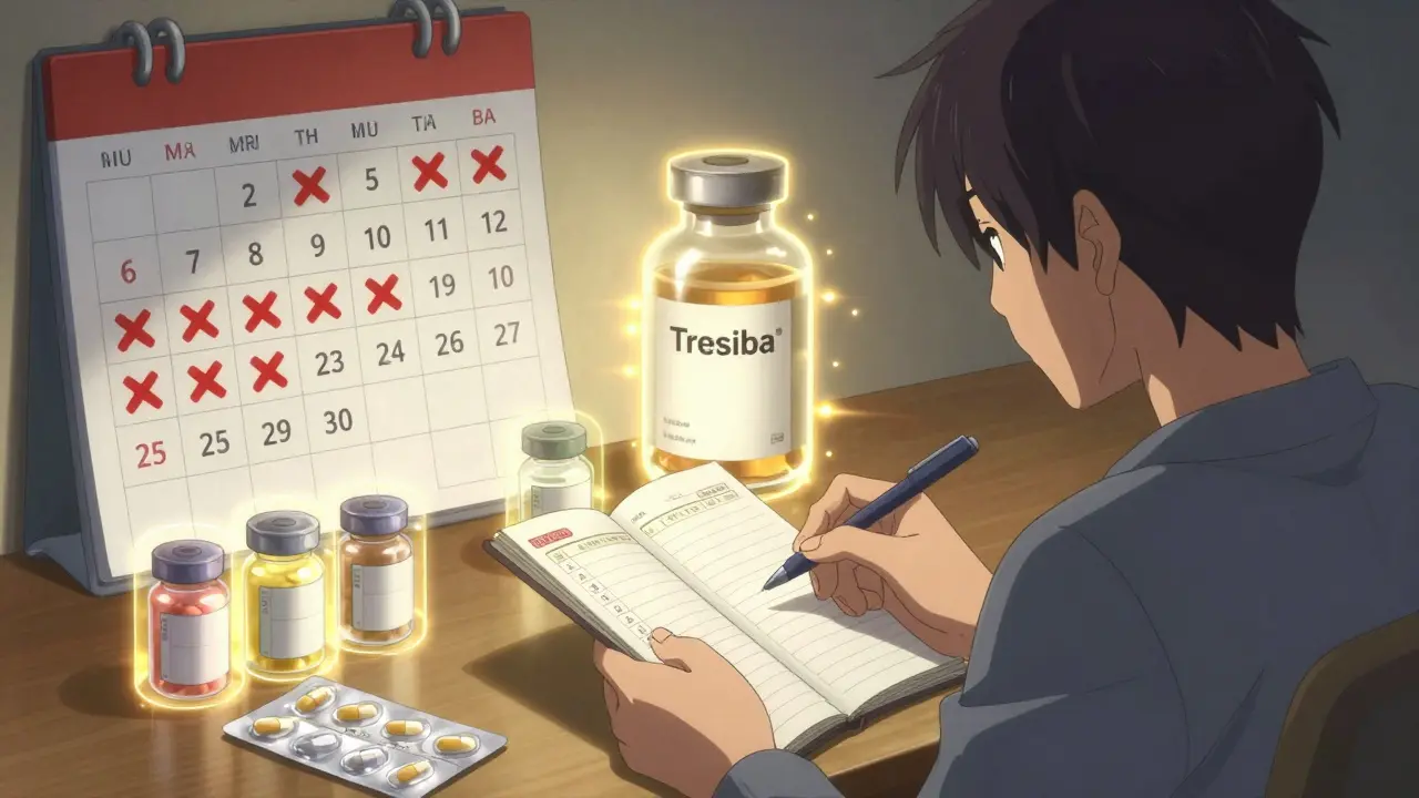 Henkilö tarkistaa lääkevarastoa kuukausittain, vacuum-pakattuja tablettikapseliteitä ja nykyaikaisia lääkkeitä, joilla on pidempi säilyvyys.