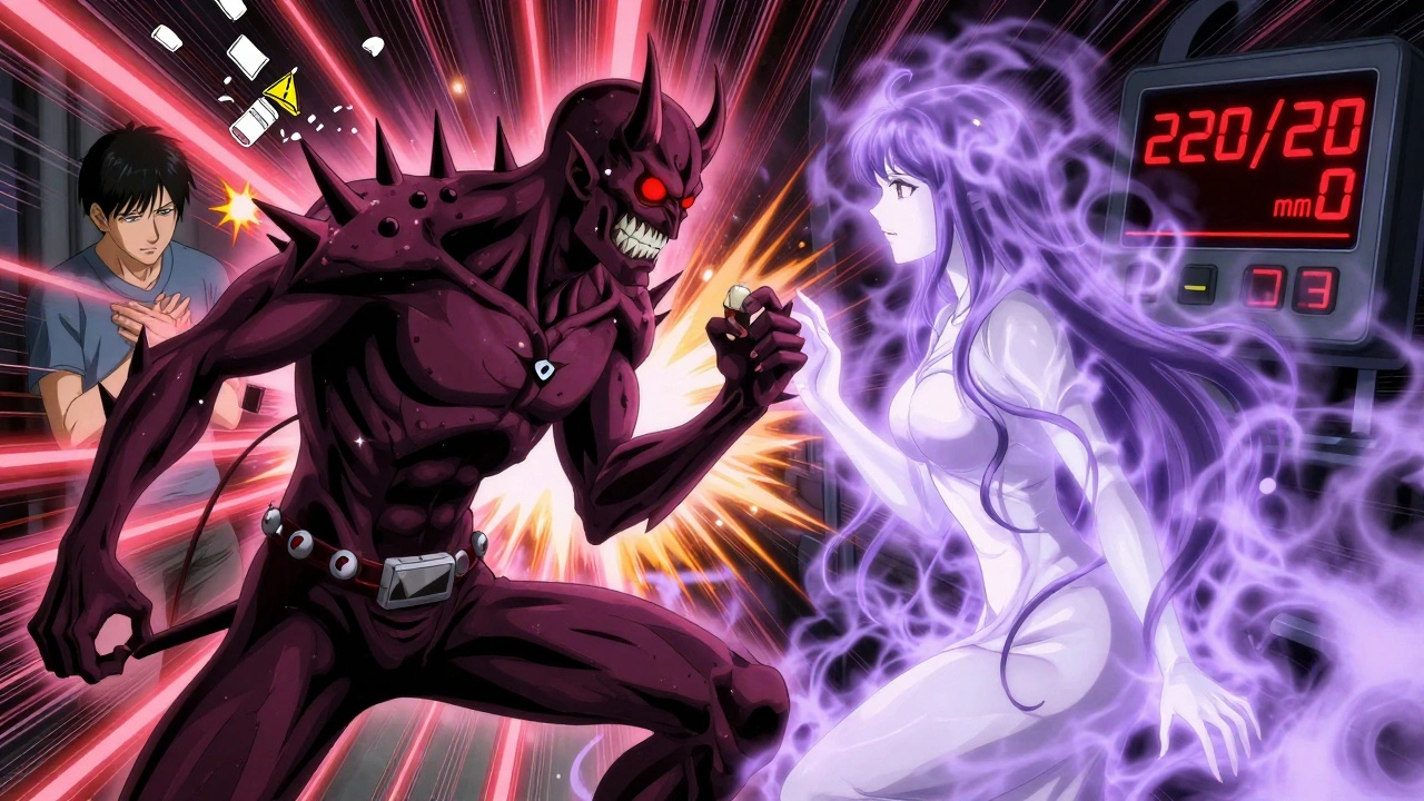 Phentermine ja MAO-estäjä kohtaavat vaarallisessa yhteisvaikutuksessa, verenpaine nousee kriittiselle tasolle.