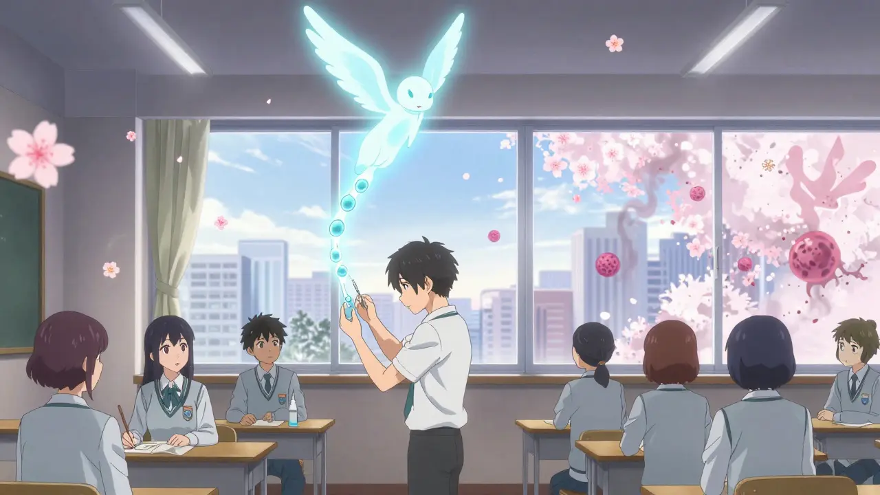 Nuoret saavat HPV-rokotuksen koulussa, kun rokotushenki tuo terveyttä.