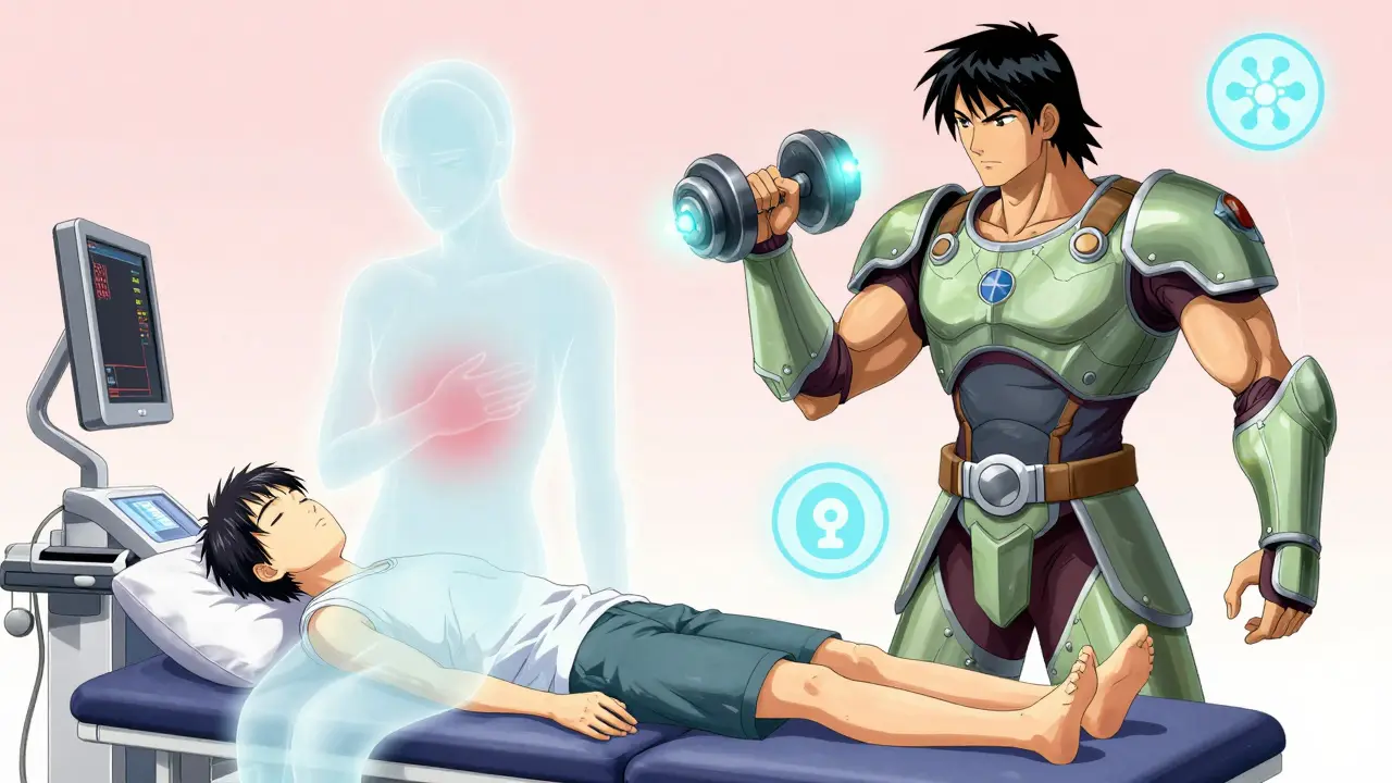 Potilas saa pistoksen, kun hengenliikkeen voima tukee kuntoutusta.