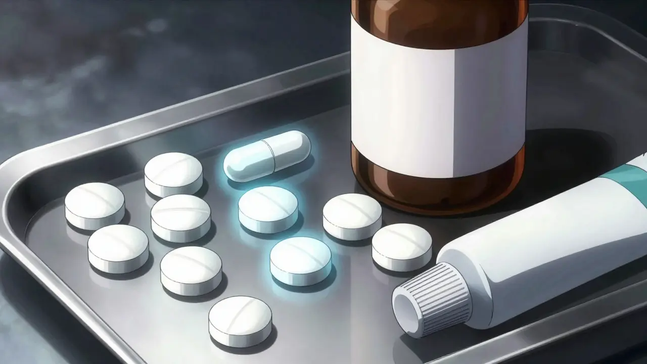 Eri muotoja ibuprofeenia tyylikkäässä anime-tyylissä