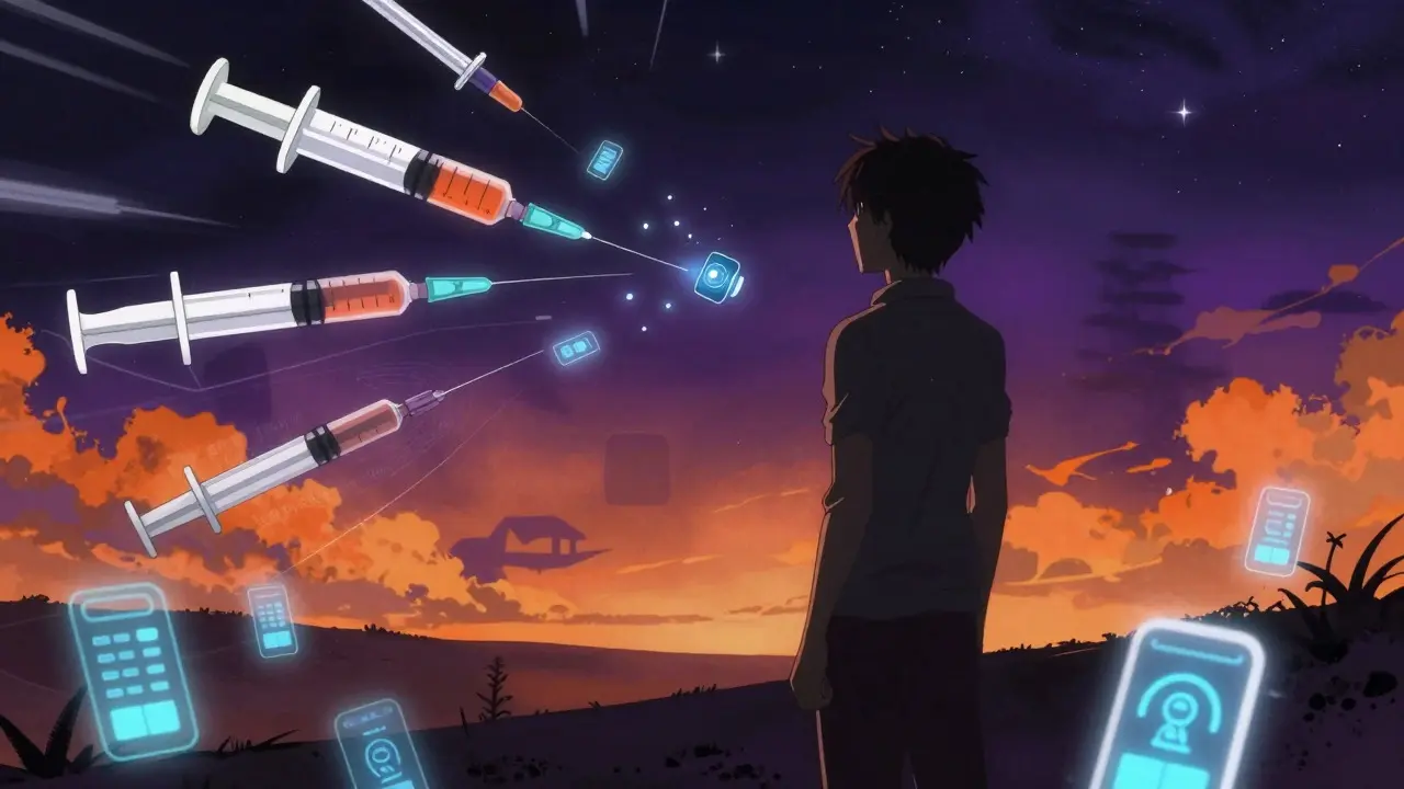 Tulevaisuuden diabeteshoidon konsepti anime-tyyliin